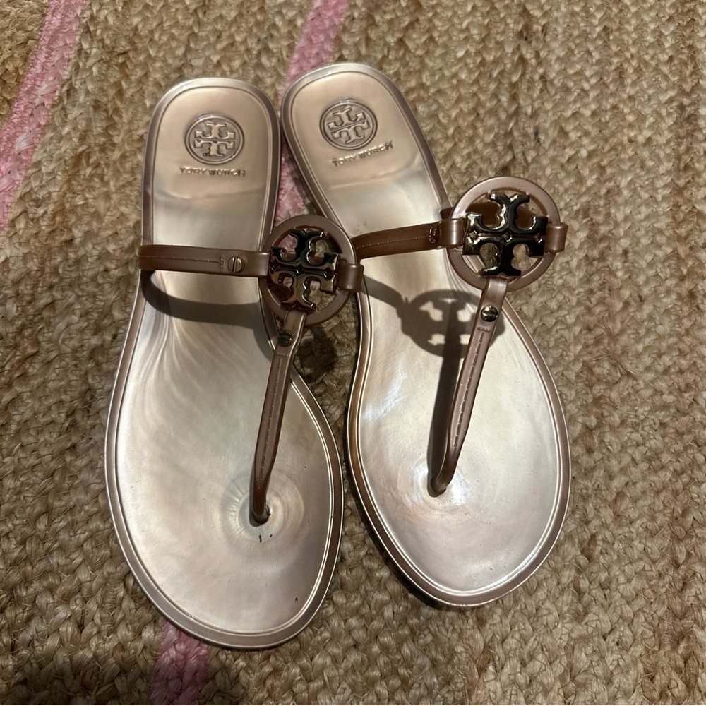 Tory Burch Mini Miller Thong Jelly Rose Gold 8